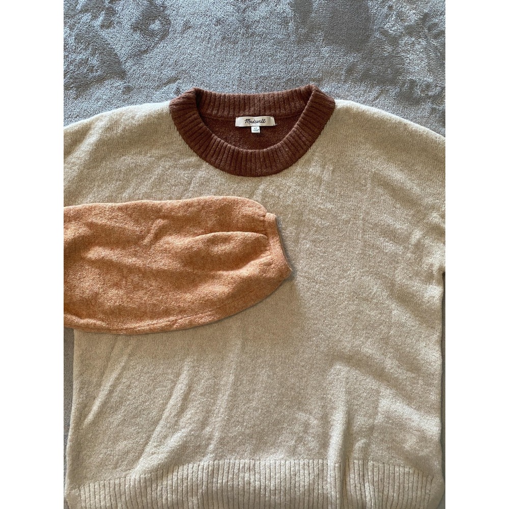 Madewell Sweater Womens XS Merino Wool‎ Alpaca Colorblock Balloon Sleeve Cozy